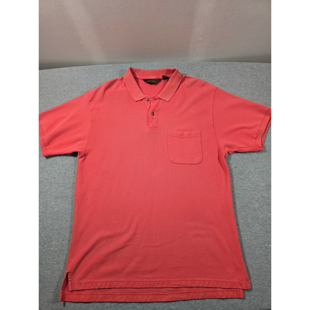 Vintage Eddie Bauer Mens XL Salmon Pink Cotton Pique Short Sleeve Pocket Polo